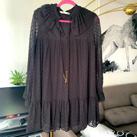 Zara | Dresses | Zara Black Ruffle Dress | Poshmark